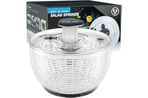 Smile mom Salad Spinner Large Lettuce Spinner Kitchen Gadgets, Large Salad Spinner Vegetable Washer, High Efficiency for Kitchen Washing & Drying Leafy Vegetables, One-Handed Easy Press 6.3 Qt White