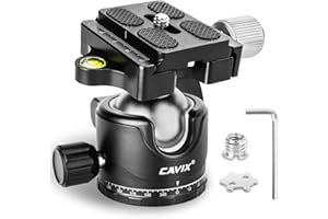 Ball Head Mount, CAVIX 36mm Ball Head Camera Tripod Head with 1/4“ Arca Swiss Quick Release Plate for Tripod, Monopod, DSLR, Camera,Load 33lb/15kg