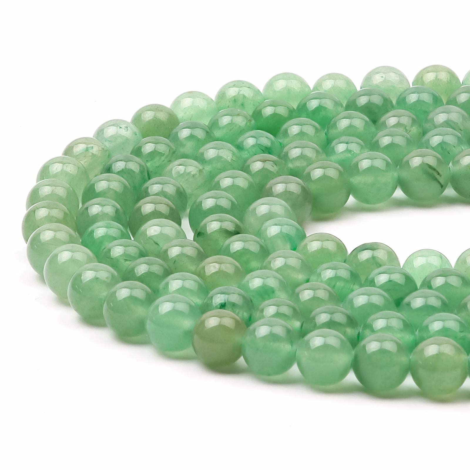 6mm Round Green Aventurine Crystal Gemstone Beads, 60-65pcs Loose Smooth Healing Power Stone Beads for Bracelet Necklace Jewellery Making and DIY Crafts, 1 Strand 15.5" — image 1