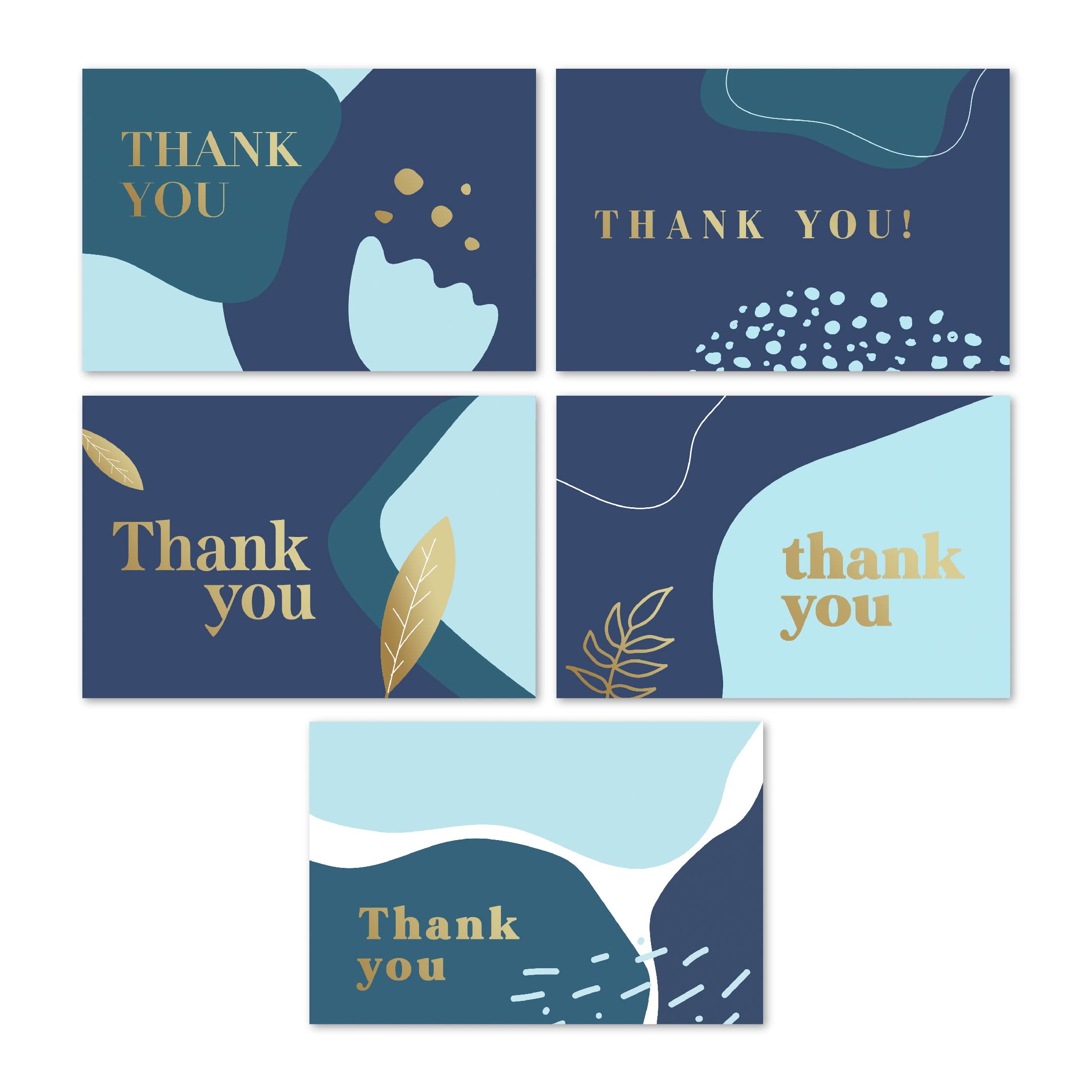 Rileys & Co Thank You Cards with Matching Envelopes | 50-Count, Gold Foil - Blank Note Cards, Perfect for Wedding, Business, Gift Cards, Graduation, Baby Shower, Funeral (Navy Blue)