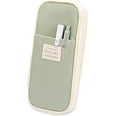 Vocuer Large Capacity Big Special Cute Aesthetic Preppy Canvas Pencil Case Organizer Holder Pouch Bag with Zipper Compartments, Pen Cases for Women Girls School Adults (Green)