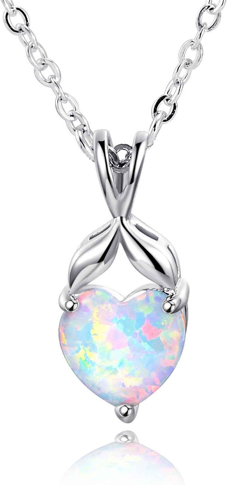 VOLUKA Opal Necklace for Women Gemstone Birthstone Pendant Necklaces Jewelry Gifts for Girls