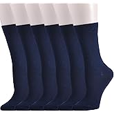 EPEIUS Women's Crew Socks - Soft Thin Seamless Viscose Dress Calf Socks for Business,Trouser Sox 3/6 Pairs