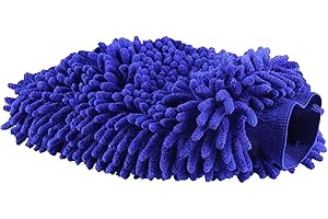 UYYE Chenille Car Wash Mitt of Car Interior and Exterior Accessories, Ultra Absorbent Microfiber Mitt for Cars, Trucks, SUV, Boat & Motorcycle, Blue（ 1-Pack, Extra Large