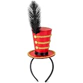 Dress Up America Ringmaster Hat Kids &amp; Adults - Mini Red Top Hat Headband | Ringmaster or ring leader hat with headband for kids &amp; adults; standalone accessory for costumes and circus-themed events