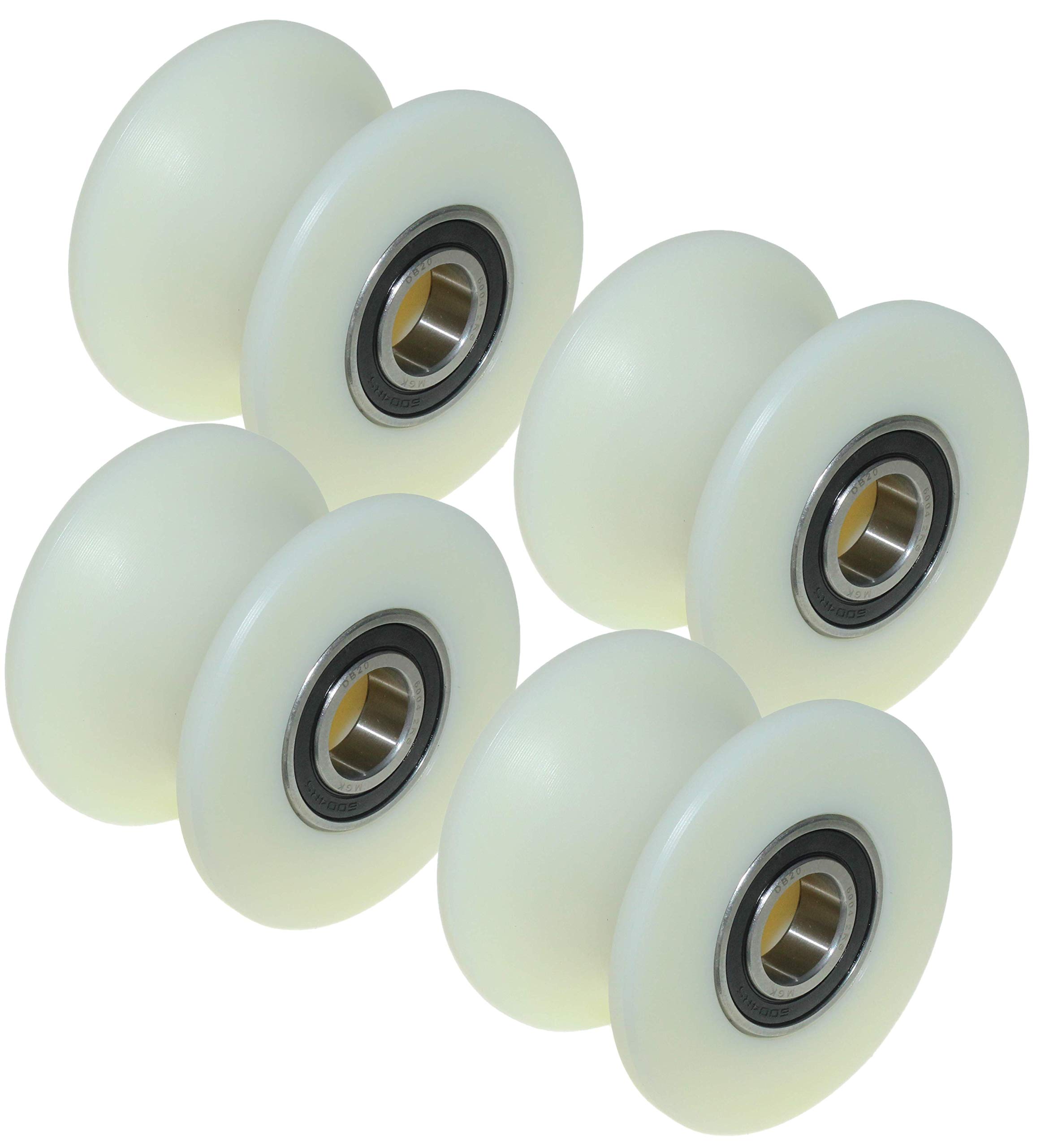 (80-50-20) Pack of 4 x 80 mm Diameter Machined Nylon Pulley Wheels Various Groove Sizes Made in the EU (50 mm Groove-20 mm Bearing)