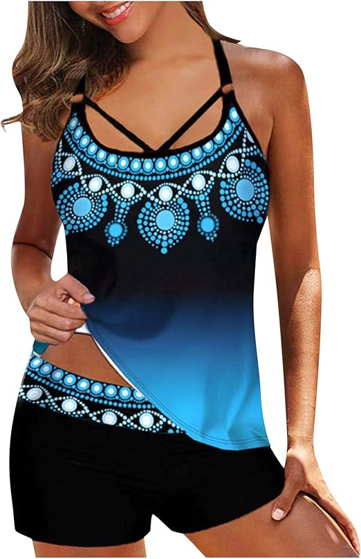 Amazon.com: Womens Tankini Swimsuits, Women Two Piece Plus Size Swimsuits Sexy Halter String 