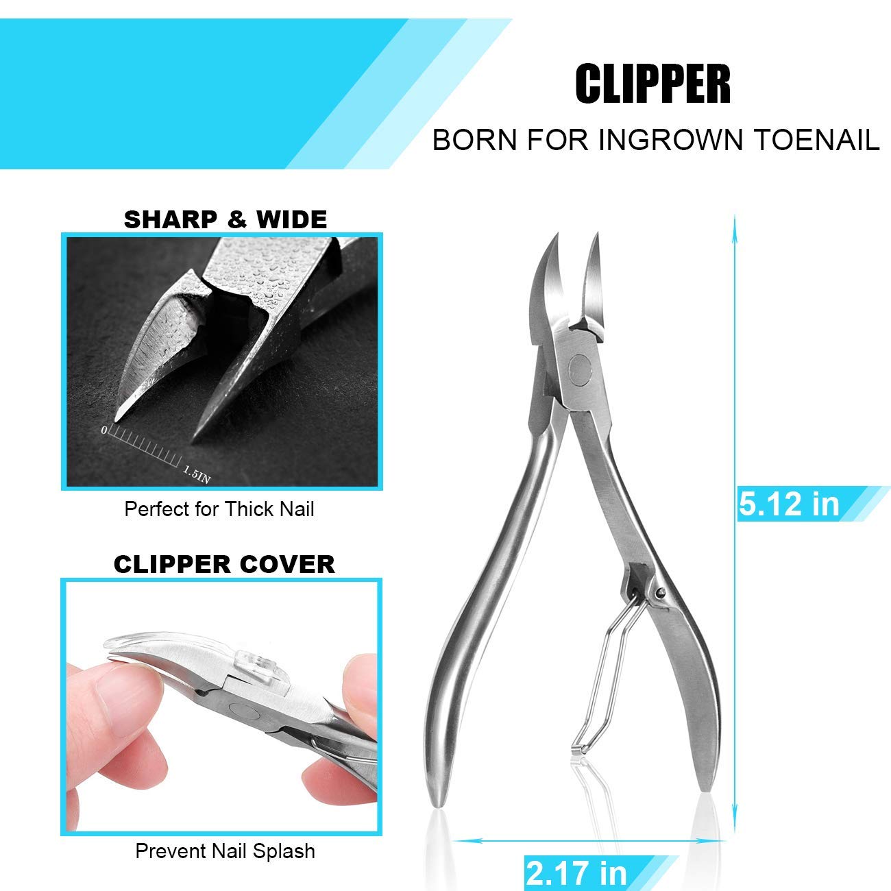 Ingrown Toenail Tool Kit (7PCS), Professional Toe Nail Clipper Set for Ingrown & Thick Nail, Stainless Steel Ingrown Toenail Kit, Surgery Grade Manicure Pedicure Tool By Dualeco: Beauty