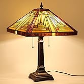 Capulina Tiffany Lamp Stained Glass Table Lamp 16X16X24 Inches Amber Brown Mission Tiffany Style Desk Lamp Decor for Bedrooms