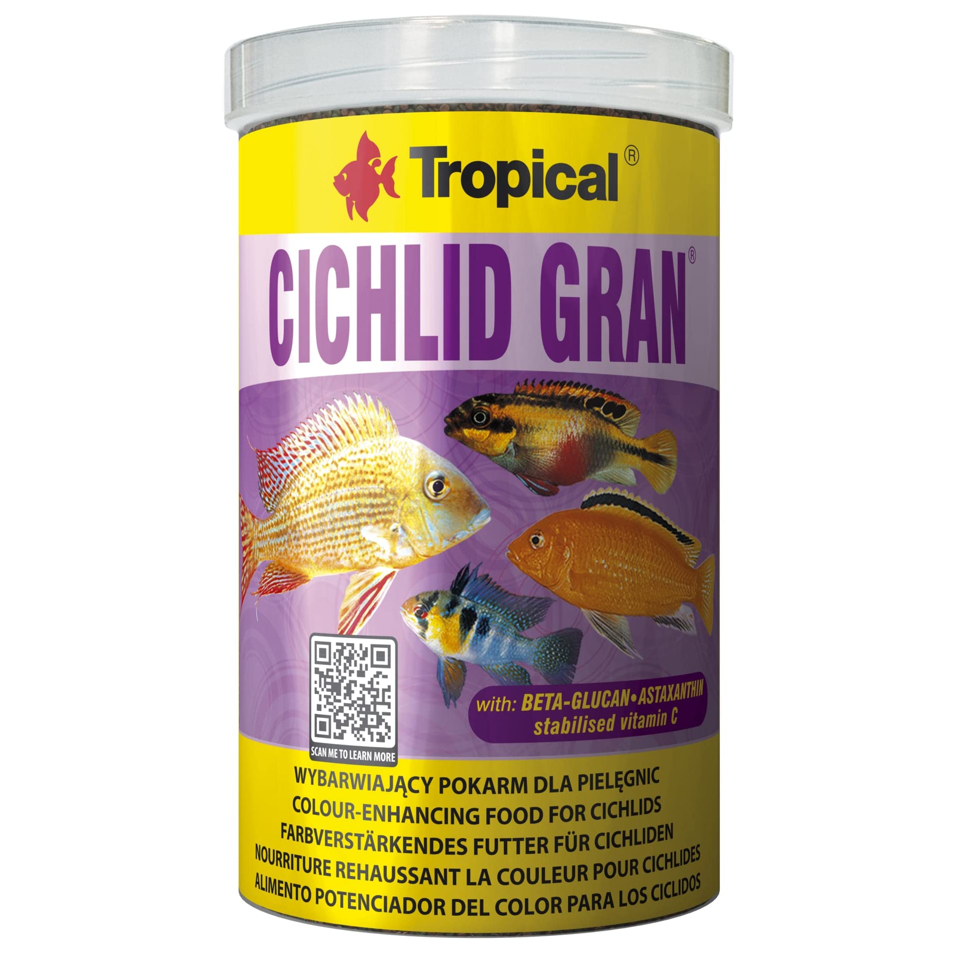 Cichlid Gran 1000ml/550g - Special food for all Cichlids Malawi Tanganyika, colour enhancing granulated food