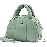 WESTBRONCO Small Puffer Crossbody Bags for Women Puffy Nylon Shoulder Bag Womens Quilted Handbags with Chain Strap for Daily