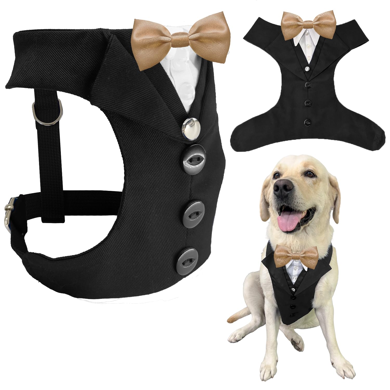 Photo 1 of AVERYDAY Dog Tuxedo for Wedding Outfit, Dog Suit and Tie Costumes for Birthday, Halloween, Cosplay, Christmas Party, Pet Formal Wear with Bowtie, Tux for Medium Large Dogs, Bulldog, Labrador, Husky