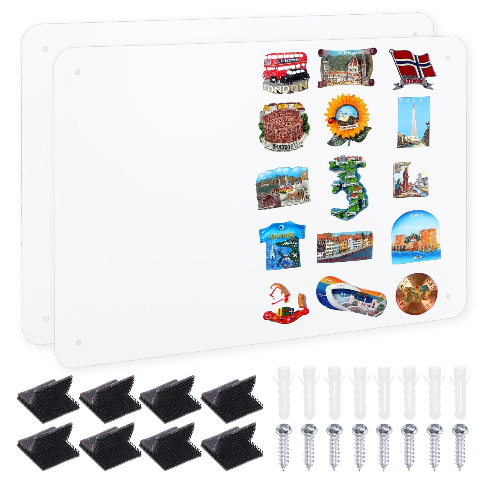 PATIKIL 11x17 Magnetic Board, 2pcs Magnet Board Magnetic Wall Board Bulletin Board Small Metal Display Board Steel for Wall Magnets Collection Display Photo Spice Note Craft Fridge, White