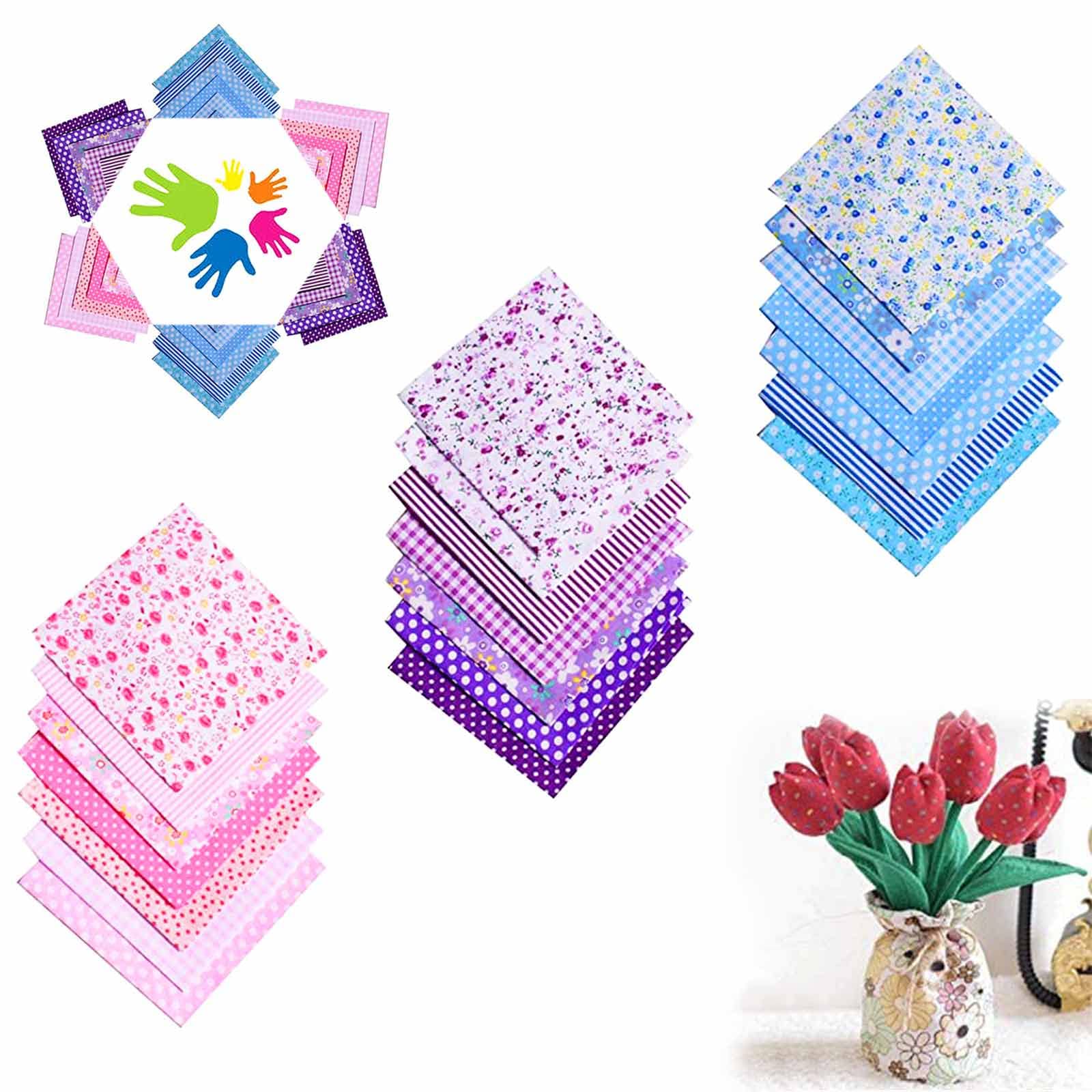 Cotton Fabric Quilting Patchwork Fabric, 21 Pcs 25cm*25cm Square Sewing Craft Fabrics Printed Fabric Bundle No Repeat Design Printed Floral Cotton Fabrics for DIY Scrapbook Craft Making Supplies
