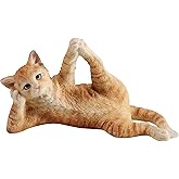 Veronese Design 2 3/4 Inch Orange Tabby Yoga Cat Sleeping Vishnu Pose Resin Animal Figurine