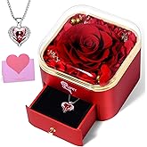 Valentines Day Gifts for Her - Preserved Real Blue Rose with Heart Necklace, Forever Flowers Gifts for Mom Grandma Wife Girlfriend at Christmas, Valentines, Mothers Day, Anniversary or Birthday Gifts for Women to Send Love