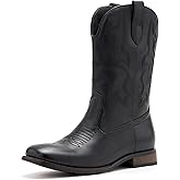 Cowboy Boots for Men Classic Embroidered Western Boots Slip Resistant Square Toe Chunky Heel Ankle Boots Durable and Fashionable Retro Short Boots