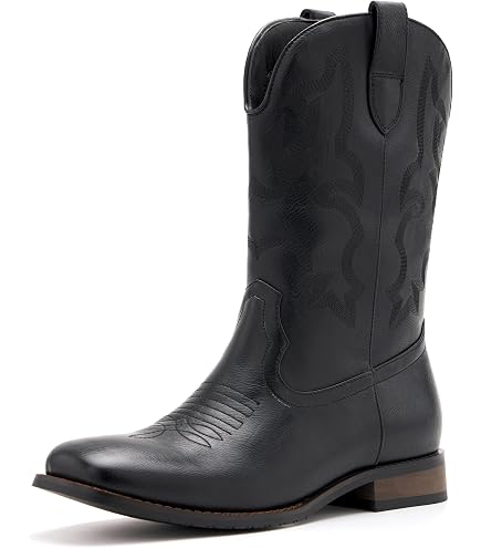 Amazon.com: femflame Cowboy Boots for Men Round Toe Embroidered