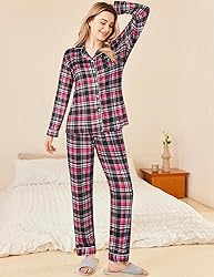 Ekouaer Womens Pajamas Set 2 Piece Button Down Pjs