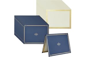 Pipilo Press Gold Foil Certificate Paper and Blue Holder Set for Graduation, Awards (24 Pack)