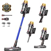 Bitybird Cordless Vacuum Cleaner, Upgraded 650W 60KPA 70Mins Cordless Stick Vacuum Cleaner with Self-Standing,Touch Screen, Anti-Tangle Wireless Vacuum Cleaners for Home/Pet Hair/Carpets/Floors