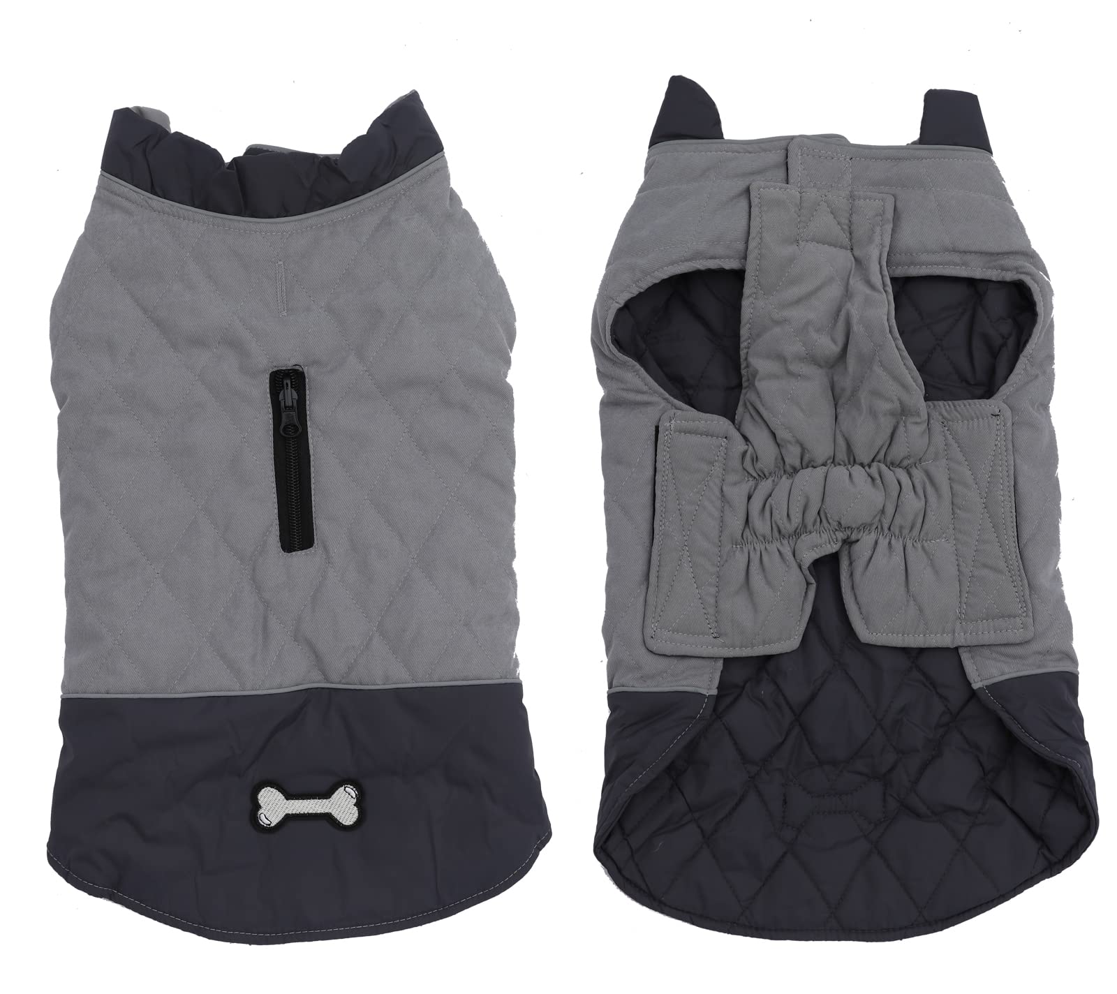 Geyecete dog coats waterproof with harness hole - Windproof Snowsuit puppy coats for small dogs Dog Clothes Outfit Vest Pets-Grey-XL