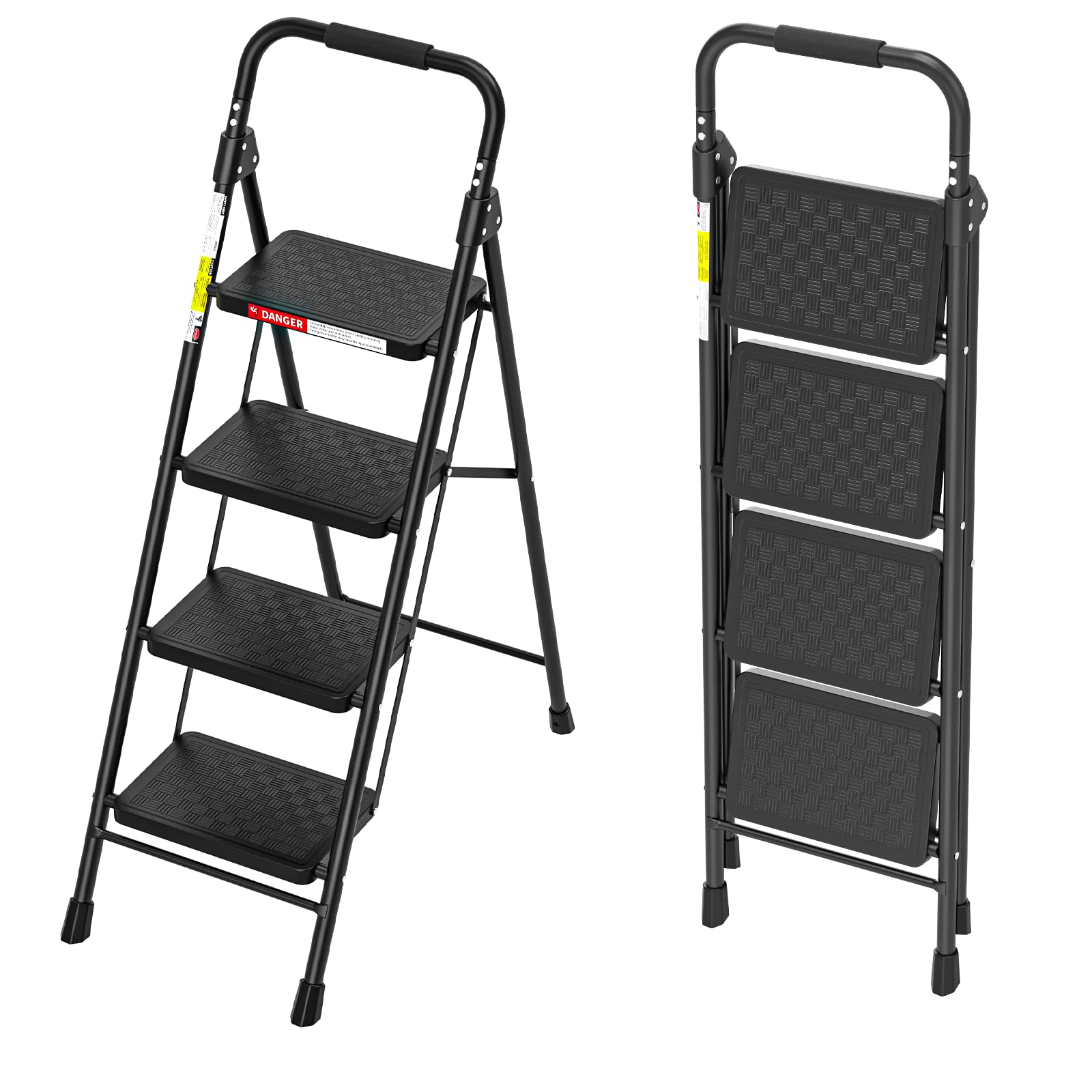 HBTower 4 Step Ladder, Folding Step Stool with Wide Anti-Slip Pedal ...