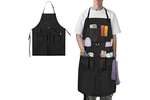HODRANT Barber Apron for Men & Women, Water-resistant Hair Stylist Apron with Multiple Pockets & Adjustable Neck Strap for Hairdresser, Cosmetology