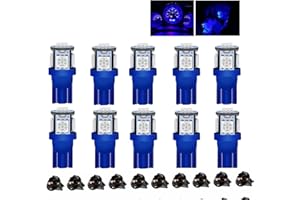 CUSMME 10Pack T10 194 168 LED Light Bulb PC194 PC195 PC160 PC161 PC168 Instrument Panel Gauge Cluster Dashboard Automotive Light Bulb Bright Blue