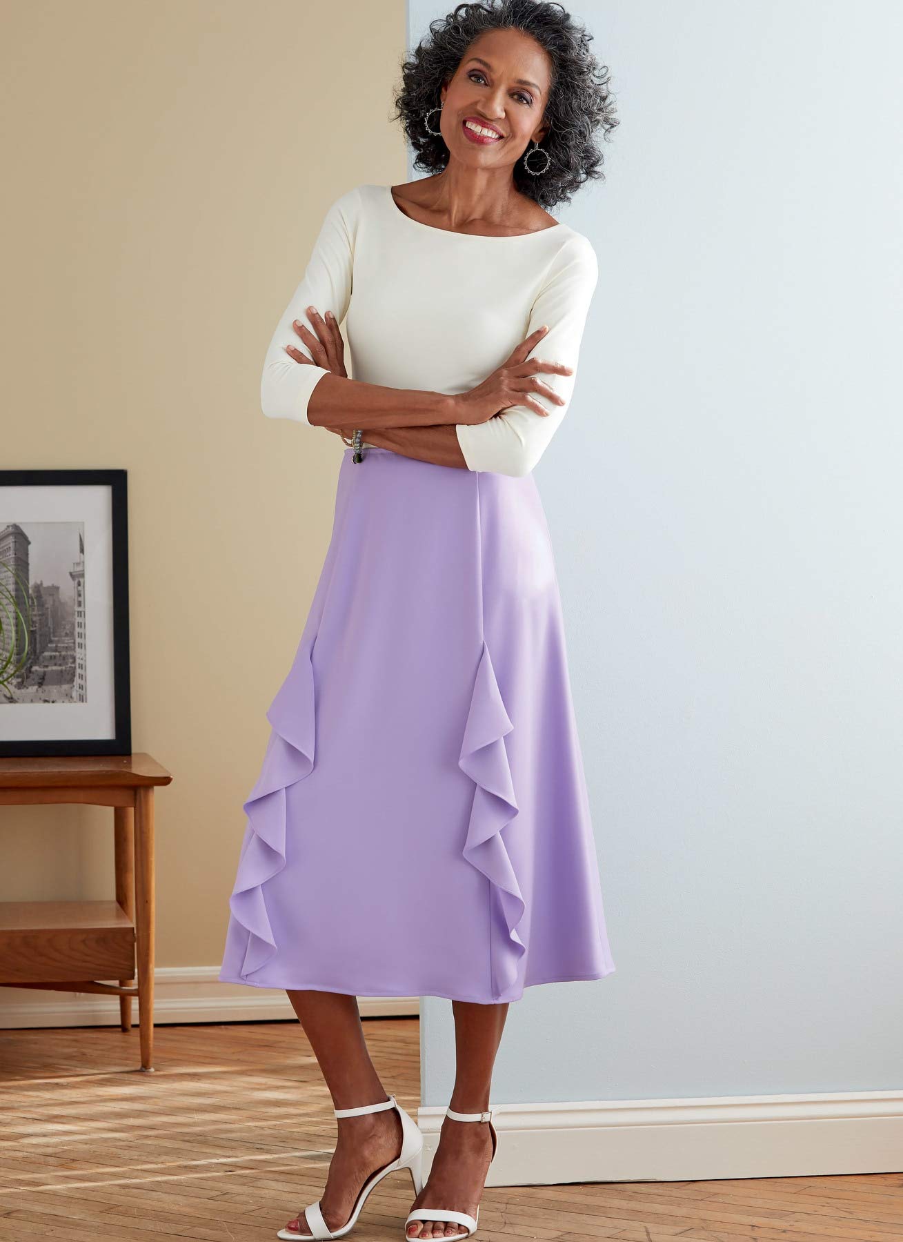 Butterick B6772A5 Misses' Skirt, White, A5(6-8-10-12-14)