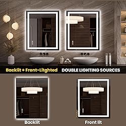 LOAAO 35.4"x29.9" LED Mirror for Bathroom, Lighted