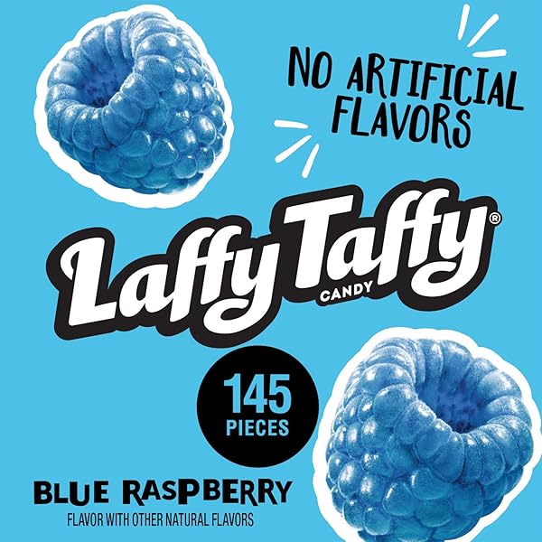 LAFFY TAFFY CANDY, BLUE RASPBERRY FLAVORED, INDIVIDUALLY WRAPPED CANDY (145 PIECES)