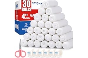 Navona Gauze Rolls 30 Pack, 4 in x 4.1 Yards, Individually Rolled Gauze, Mummy Wrap, Premium Gauzes Wrap Roll for Wounds