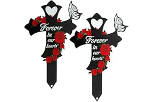 JMZYJZH 2Pcs Cemetery Decorations for Grave, Grave Decorations for Cemetery Son Mom, Cross Grave Markers for Cemetery