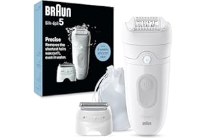 Braun Epilator Silk-épil 5 Epilator, Hair Removal Device, Women Shaver & Trimmer, Wet and Dry, Includes Shaver Head and Trimmer Comb, SE5-041, Grey