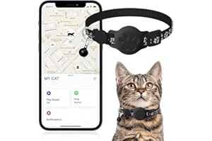 Cat GPS Tracker Collar (Only 𝗶𝗢𝗦), Waterproof Electronic Pet Locator Compatible with 𝗔𝗽𝗽𝗹𝗲 𝗙𝗶𝗻𝗱 𝗠𝘆 - No Monthly