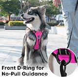PoyPet No Pull Dog Harness Reflective Vest with 2 Leash Attachments (Hot Pink, view 3
