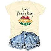 Black History Shirts Women I Am Black History Letter Print T Shirt African American Tee Tops