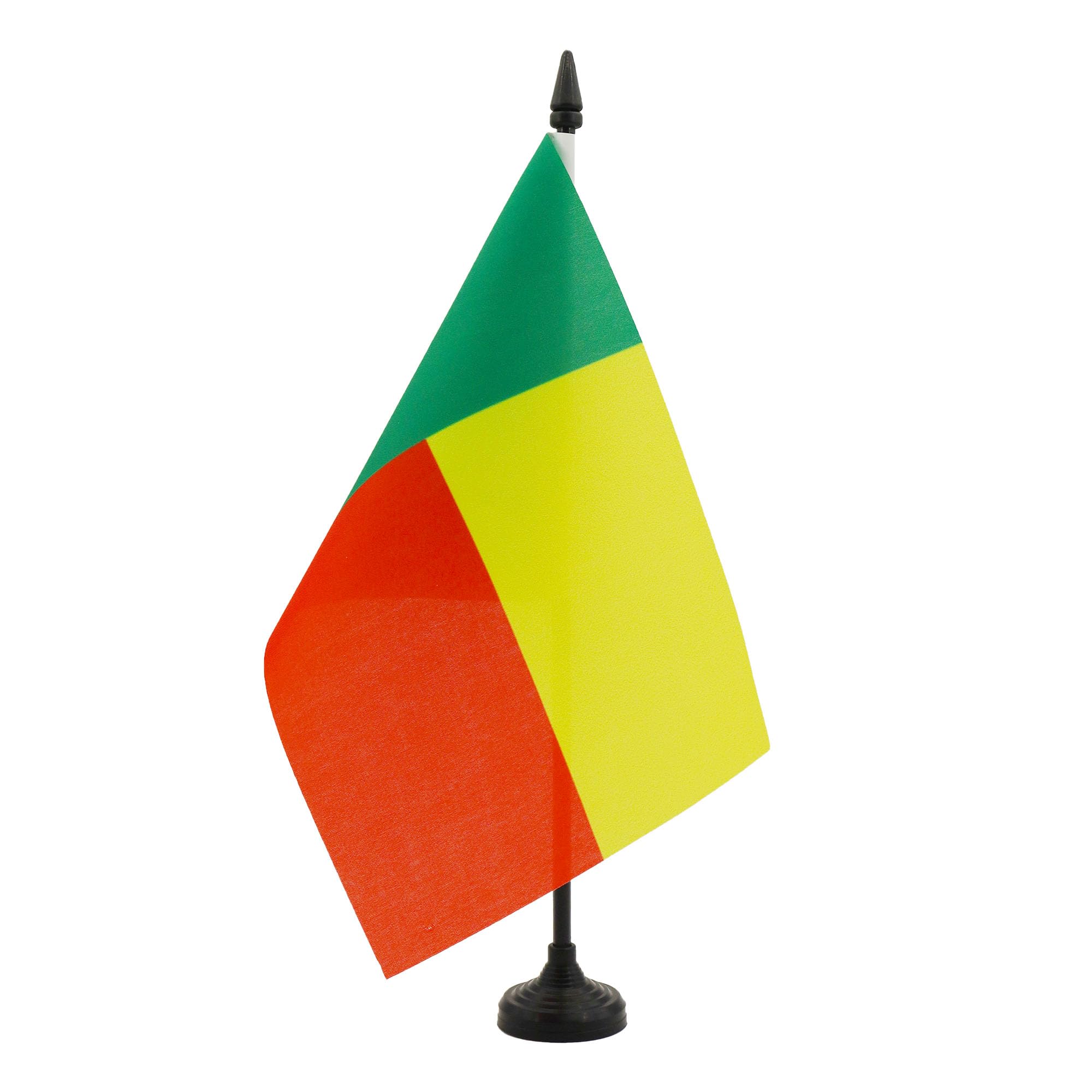 AZ FLAG Benin Table Flag 5'' x 8'' - Beninese Office Decoration 100% Polyester 21 x 14 cm - Mini Desk Flag with Pole and Black Plastic Base
