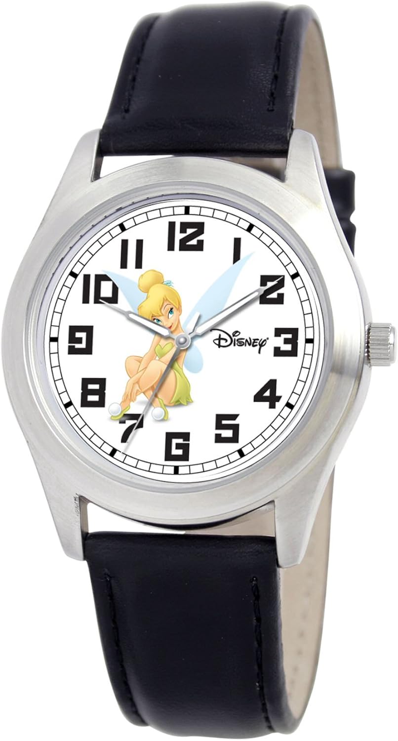 Disney Women's D164S006 Tinker Bell Black Leather Strap