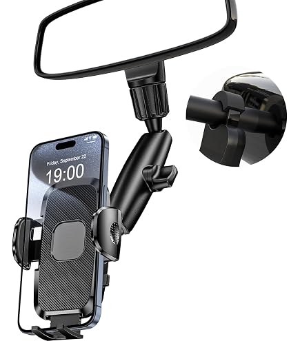 Support Tablette Voiture Wukanleng Avec Rétroviseur HD 30 Cm - Bras Métal Réglable Robuste Pour IPad Pro/Air/Mini 4,7 à 13 Pouces, IPhone & Galaxy Z Fold