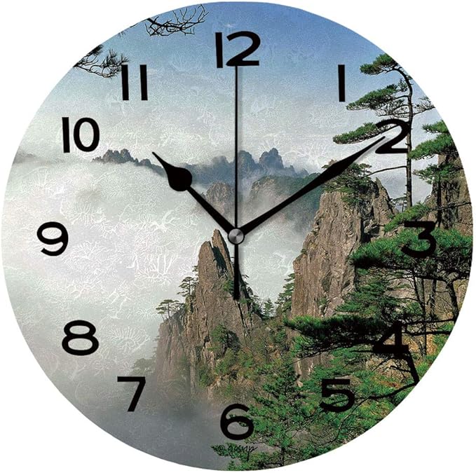ALUONI Round Wall Clock Beauty in Nature 10 inch Morden Wall Clocks Silent Round
