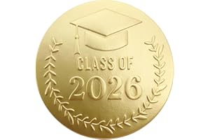100 Pack Class of 2026 Graduation Stickers, Matte Gold Foil Embossed Seals, Metallic Labels for Invitations Envelopes Party F