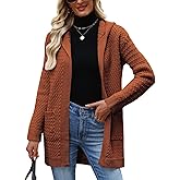 CiCiBird Womens 2025 Fall Hooded Cardigan Sweaters Cable Knit Open Front Coatigan Long Sleeve Sweater Coat with Pockets