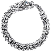 OIDEA Retro Gothic Snake Bracelet for Men: Silver Tone Punk Dragon Scale Snake Link Chain Bracelet Viking Stainless Steel Mens Bracelet Jewelry Gift