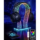 OAPRIRE Acrylic RGB Headphone Stand | Customizable 213 Lighting Modes & 60,000 Colors, Lights Sync with Music Beat, Headset Stand with 4.8ft USB Power Cable & Sturdy Build