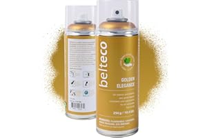 Belteco Gold Spray Paint | For All Surfaces | Water-Based & Odorless | Eco-Friendly | Weather & UV Resistant | Fast-Drying | High Coverage | Indoor & Outdoor Use | Antique Gold Spray Paint for Plastic