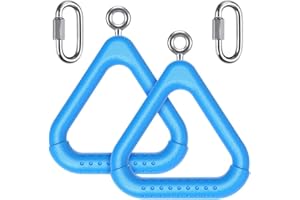 Dolibest 2Pcs Trapeze Swing Bar Rings with Carabiners, Swingset Accessories Outdoor for Ninja Swing Set Accessories Monkey Ring,Obstacle Ring Toys Set for Kids Blue