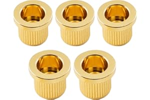 Musiclily Ultra 3/8" Full Solid Brass G-TLB-2 Bass String Ferrules String Through Body Rear Mount Bushings for 4/5 String Electric Bass, Gold (Set of 5)