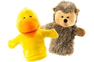 BETTERLINE Animal Hand Puppets Set for Kids & Adults - 12.5" Premium Quality Soft Plush Toys with Movable Mouths - Perfect for Storytelling, Teaching, Preschool, Role-Play - Durable, Vibrant, Educational Puppets
